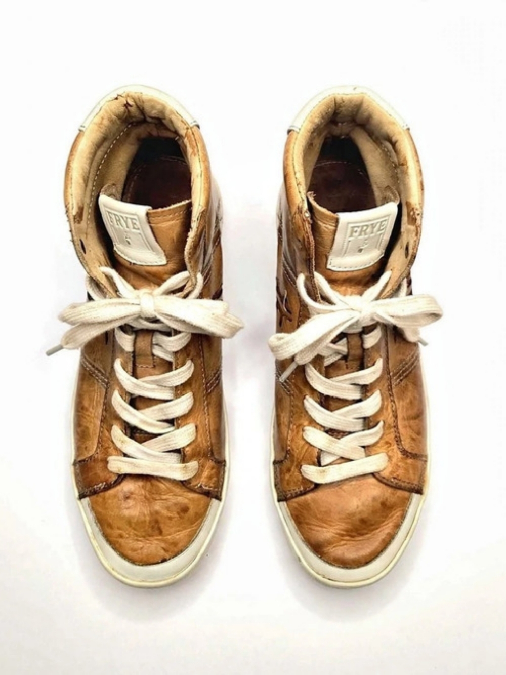 Frye Brown & White High Top Sneakers